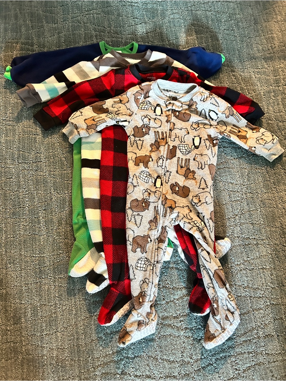 4 pairs fleece footie pajamas 12M
